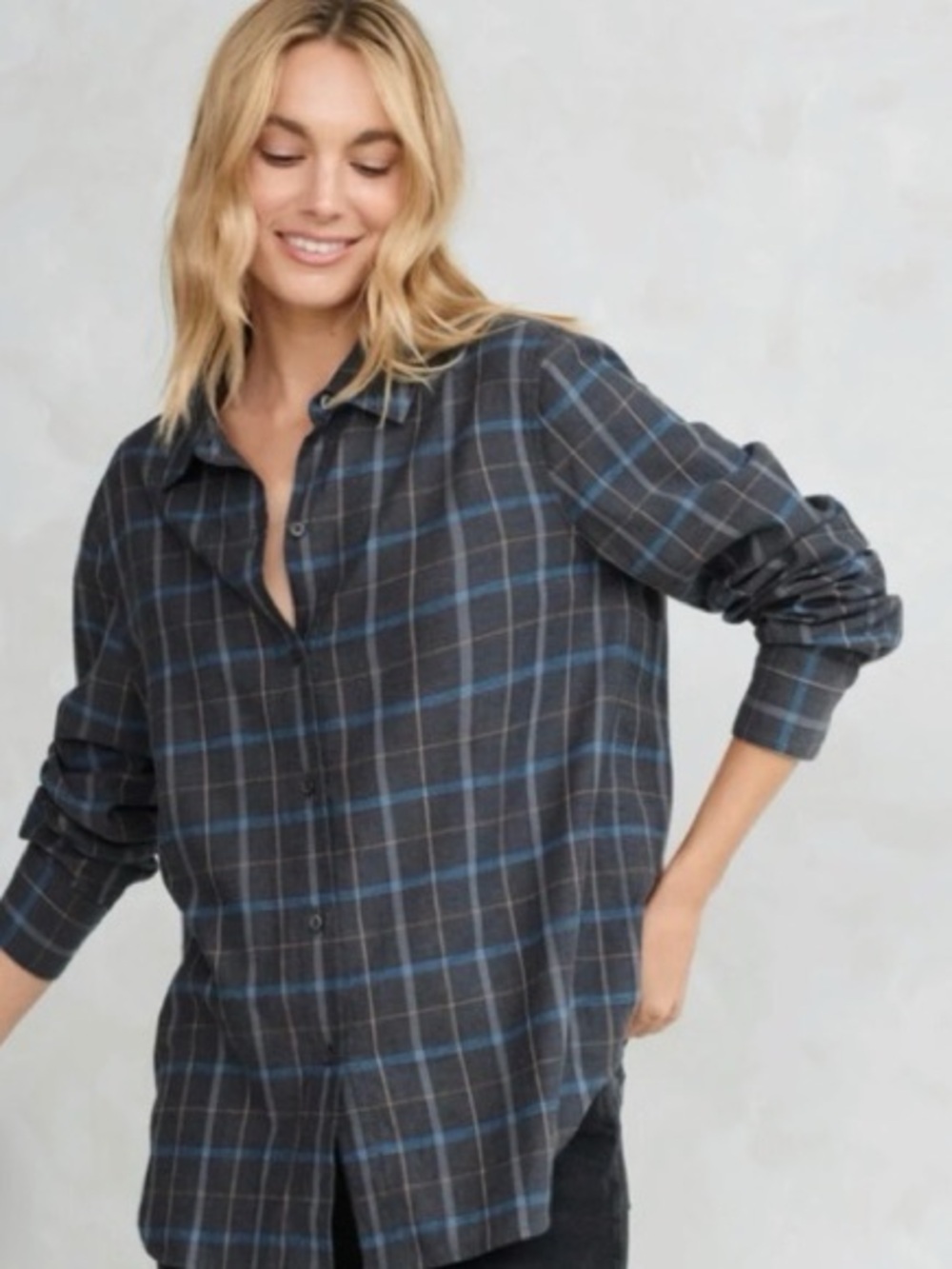 Jenni Kayne The Boyfriend Plaid Flannel Long Sleeve Shirt Size M
